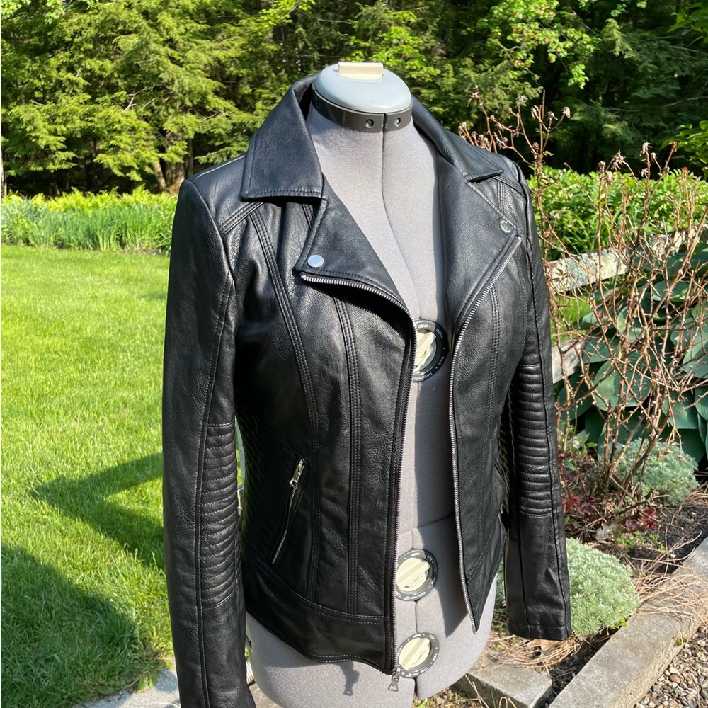 Guess Black Faux Leather Jacket, Women